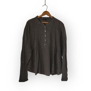 Lucky Brand Flowy Long Sleeved Pheasant Shirt Women's XL Gray